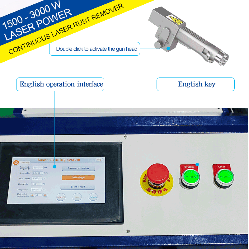 Fiber Laser Cleaning Machine 1000W - Portable 1000W/2000W/3000W Handheld Laser Cleaner Fiber