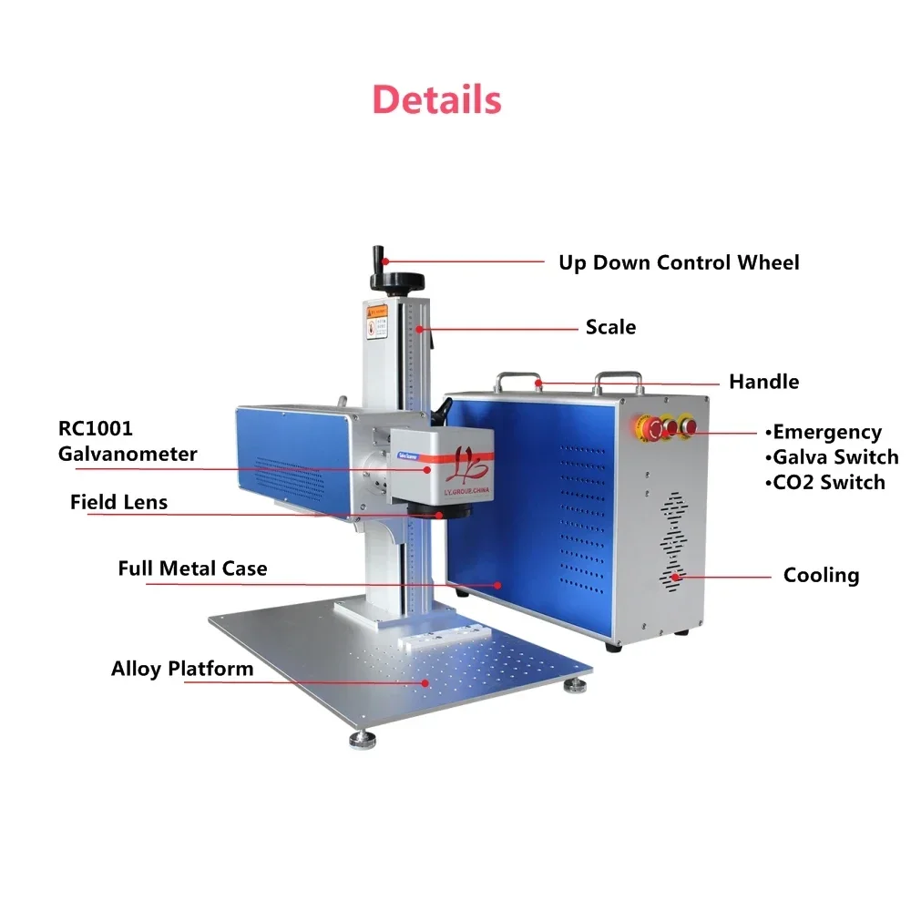 Non-Metal Leanter Wood CO2 Las - огляд і ціна Laser Marking Machine Rotary Axis