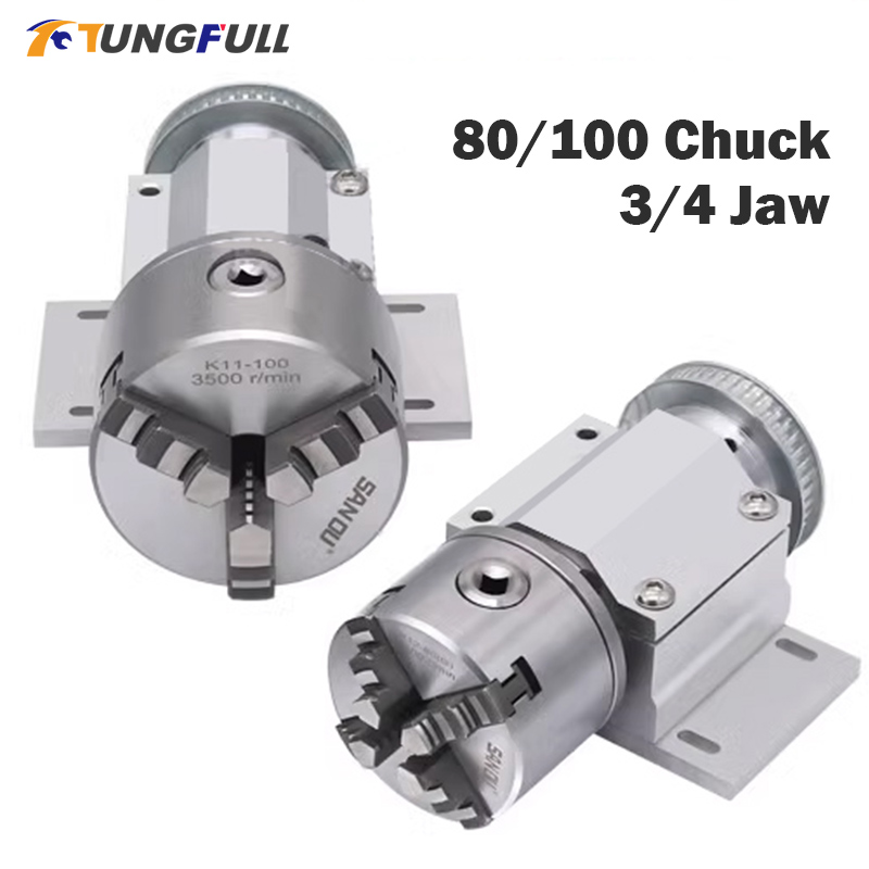3 Jaw Chuck 100mm 80mm 4 Jaw C - огляд і ціна Laser Marking Machine Rotary Axis