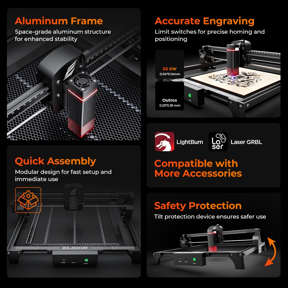 ELIDOR Z6 6W Laser Engraver an - огляд і ціна Laser Engraver 20W Diode