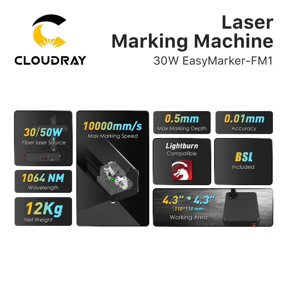 Cloudray 30W 50W Portable Fibe - огляд і ціна Fiber Laser Marking 30W Jewelry